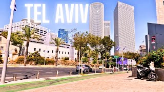 City Walk Tel Aviv Israel Sarona Market 4K Azrieli Center 2023 israel train [upl. by Aihsenak]