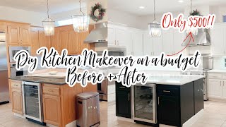 DIY KITCHEN MAKEOVER FOR 500  FAST BUDGET KITCHEN MAKEOVER  DIY EPOXY MARBLE OVER OLD GRANITE [upl. by Ailis992]