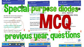 mcqs on diodes special purpose diodes 50topspecialpurposediodemcqzenerdiodevaractor diode [upl. by Puiia]