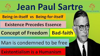 Sartre  Existence precedes essence  Freedom  Bad Faith  Philosophy Simplified [upl. by Arihppas]