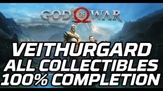 God of War Veithurgard  All Collectibles Ravens Chests Lore Markers Nornir Chest Favour [upl. by Yevreh996]