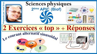 Deux exercices Réponses Le courant alternatif sinusoïdal 2APICSciences physiques [upl. by Neddra14]