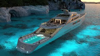 TOUR INSANE 350ft Luxury YACHT designed by 161 London  A mansion on the water [upl. by Atinek851]