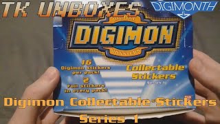 TK Unboxes Digimon Collectable quotStickersquot Series 1 [upl. by Kcirdlek]