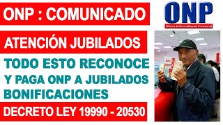 ONP  Todo esto reconoce y paga ONP a jubilados BONIFICACIONES Y DEVENGADOS SE DAN CON LEY [upl. by Ebanreb]