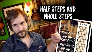 Half Steps and Whole Steps on Guitar  Music Theory Basics [upl. by Steffane]