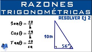 Solucionar un triángulo rectángulo  Razones trigonométricas  Ejemplo 2 [upl. by Stoll]