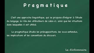 Définition du mot Pragmatique [upl. by Zuzana]