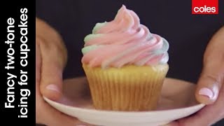 How to make fancy twotone icing for cupcakes [upl. by Yraillih]