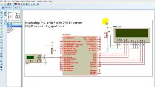 Interfacing PIC16F887 with DHT11 sensor Proteus simulation [upl. by Anitap]