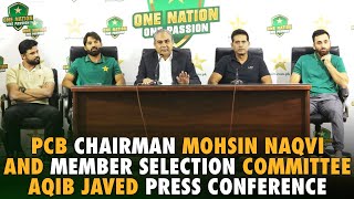 PCB Chairman Mohsin Naqvi and Member Selection Committee Aqib Javed Press Conference  PCB [upl. by Campagna]