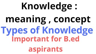 Knowledge meaning and types of knowledge For bed [upl. by Ztirf]