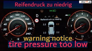 Warning  Low tire pressure  RDKS  Hyundai Tucson PHEV [upl. by Nicolina]