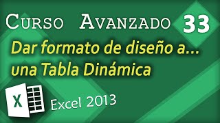 Dar formato de diseño a una Tabla Dinámica  Excel 2013 Curso Avanzado 33 [upl. by Donnelly121]