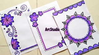 Purple Border Designs💜Project Work DesignsA4 SheetAssignment Front Page Design for School Project [upl. by Ylelhsa]