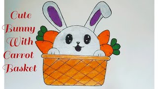 Cute rabbit with carrot basket for kidz🐰🐰🥕🥕।।easy drawing।। Fahim drawing club1 [upl. by Hopper]