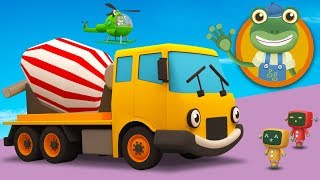 Celia The Cement Mixer Visits Geckos Garage  Construction Trucks for Kids [upl. by Ylloj]