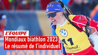 Mondiaux biathlon 2023  Julia Simon échoue à une balle du podium Oeberg sacrée sur lindividuel [upl. by Dnaltruoc]