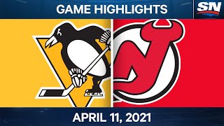 NHL Game Highlights  Penguins vs Devils – Apr 11 2021 [upl. by Shandy]