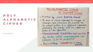 POLYALPHABETIC CIPHER OR VIGENERE CIPHER WITH EXAMPLE SUBSTITUTION TECHNIQUE [upl. by Nnel]