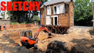 Removing foundation wall and basement excavation [upl. by Krystyna]