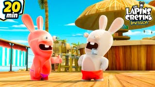 Les Lapins rentrent de vacances  Les Lapins Crétins Invasion🐰  Nouvelle compilation 20 min [upl. by Spratt498]