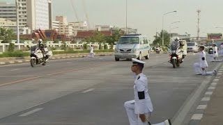 Thai king Bhumibol Adulyadejs funeral procession [upl. by Aihtenak]