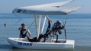 Amphibious Ultralight Takeoff Low Flying over Limassol and Water Landing  A Flying Boat [upl. by Nairrad]