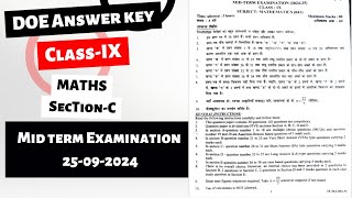 Mathematics  doe answer key  section C mid term examination  class 9  doe 25092024 [upl. by Nayt]