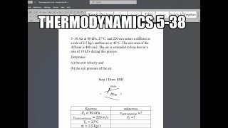 Thermodynamics 538 Air at 80 kPa 27°C and 220 ms enters a diffuser at a rate of 25 kgs leaves [upl. by Gare620]