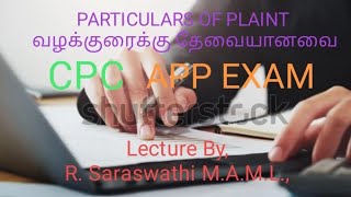 PARTICULARS OF PLAINT  CPC APP EXAM  EXPLANATION IN TAMIL [upl. by Eisseb379]