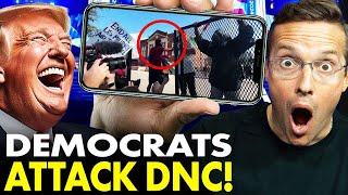 CHAOS Rabid Democrat Activists ATTACK The DNC TEARDOWN Walls and FIGHT Cops War Criminal Kamala [upl. by Kiele]