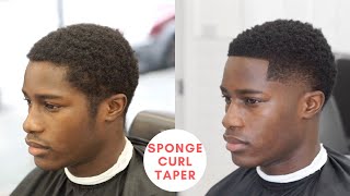 How To Do an Afro Sponge Curls Taper Fade Birthday Haircut [upl. by Suciram]