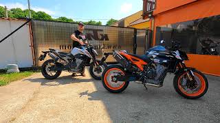 KTM 790 Duke LeoVince vs KTM 890 Duke GP Akrapovič 2023 sound check [upl. by Nessej]