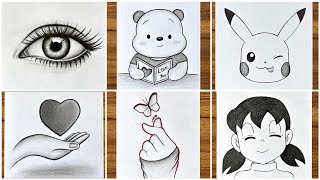 6 Easy drawing ideas that anyone can do  Easy drawings step by step  Pencil sketch drawing [upl. by Magna16]