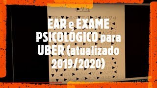 EAR e Exame Psicológico para UBER Atualizado 2019 e 2020 [upl. by Fredi]