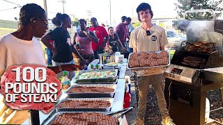 Cooking 100 Pounds Of Steak For The Homeless [upl. by Yerggoeg]