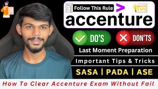 How To Clear Accenture Exam Without Any Mistake  SASA And PADA  Dos And Donts [upl. by Asamot]