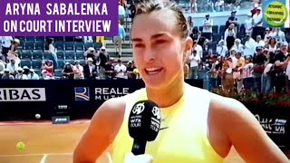 ARYNA SABALENKA ON COURT INTERVIEWROME QUARTERFINAL 2024 [upl. by Yleve566]