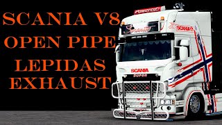 ETS2 148 Scania V8 Open Pipe Lepidas Exhaust System V20 scania v8 openpipe [upl. by Ivie]