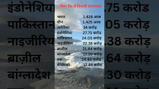 किस देश में कितनी जनसख्या Important Topics of Gov exams ssc ssccgl reasoning gk statics study [upl. by Eilloh330]