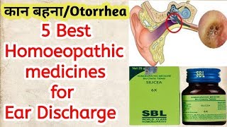 कान बहना  Otorrhea  5 best homeopathic medicines for ear discharge  Ear discharge [upl. by Qirat870]