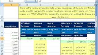 Excel Statistics 33 Measures Of Location [upl. by Brawner]