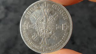 1861 Prussia 1 Coronation Thaler Coin • Values Information Mintage History and More [upl. by Haiacim]