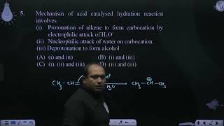 Mechanism of acid catalysed hydration reaction involves i Protonation of alk [upl. by Enilegna720]