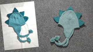 DIY Dinosaur Cap Knitting  Dino Cap For 1 Year Baby  Cap Knitting Tutorial In Urdu [upl. by Pachston]