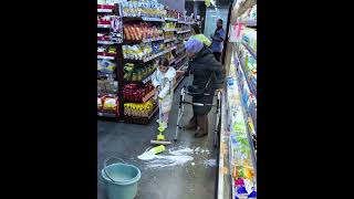 Elderly woman accidentally breaks milk bottle in store shorts [upl. by Ynettirb]