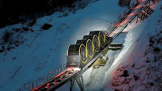 The worlds steepest funicular railway opens in Switzerland [upl. by Eiggam]