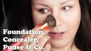 FOUNDATION ROUTINE deutsch richtig auftragen mit Pinsel Schwamm Primer Make up Concealer Puder [upl. by Hannad]