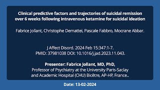 54Clinical predictive factors and trajectories of suicidal remission over 6 weeks following intrave [upl. by Drolet685]